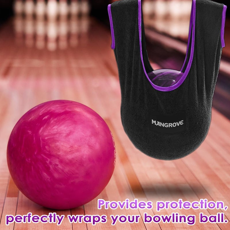 Mangrove Bowling Ball Polisher, Microfiber Bowling Towel See-Saw for Bowlers, Large Washable Bowling Shammy Seesaw, Ball Cleaner Holder Bag (Purple) - Image 5